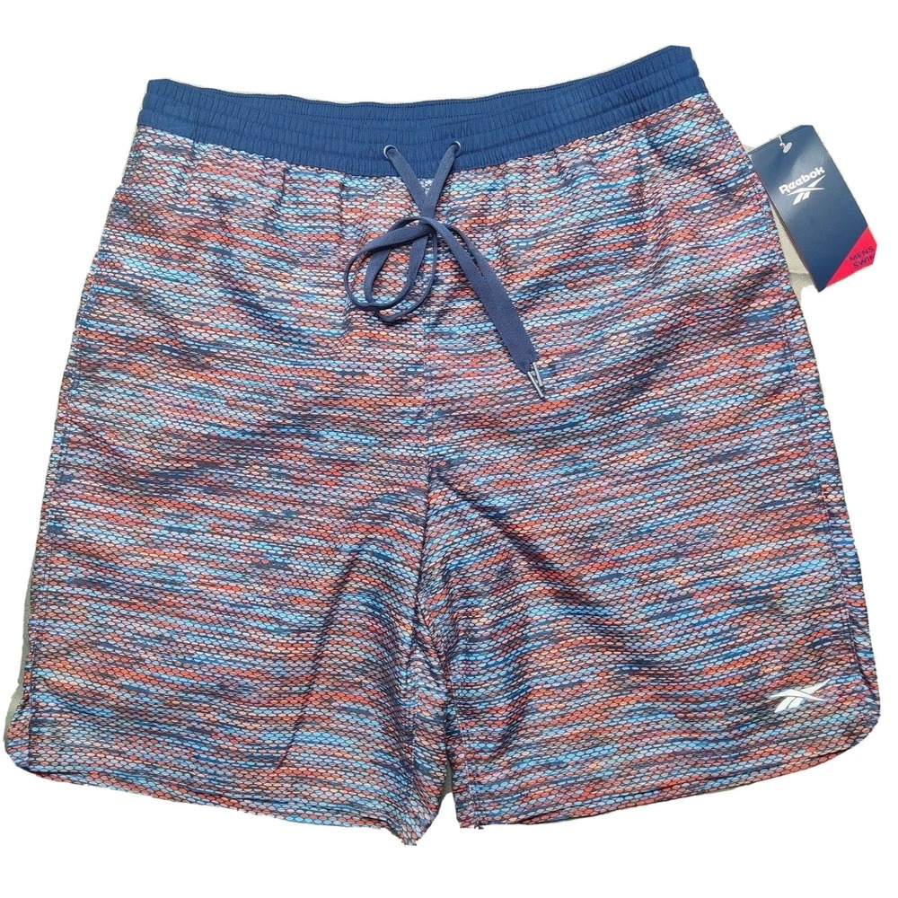 REEBOK Men Small Vivid Orange Volley 9" Swim Trunks Shorts NEW